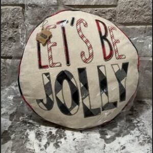 NEW Mud Pie Holiday Pillow in Cream, Black, and Red